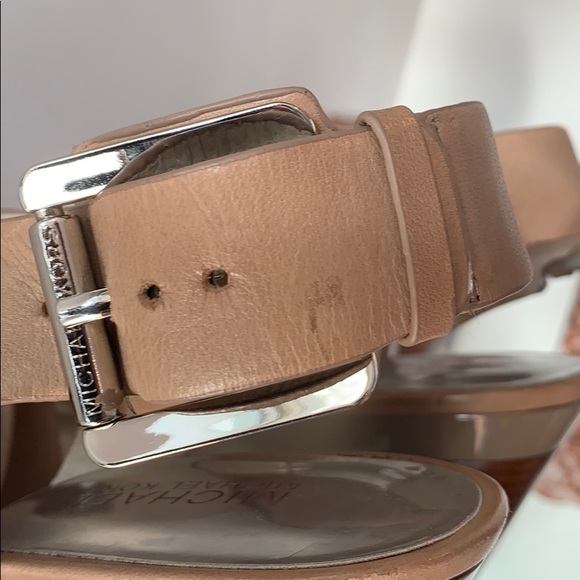 Michael Kors Nude Leather Platform Strap Heels 10m - Picture 7 of 8